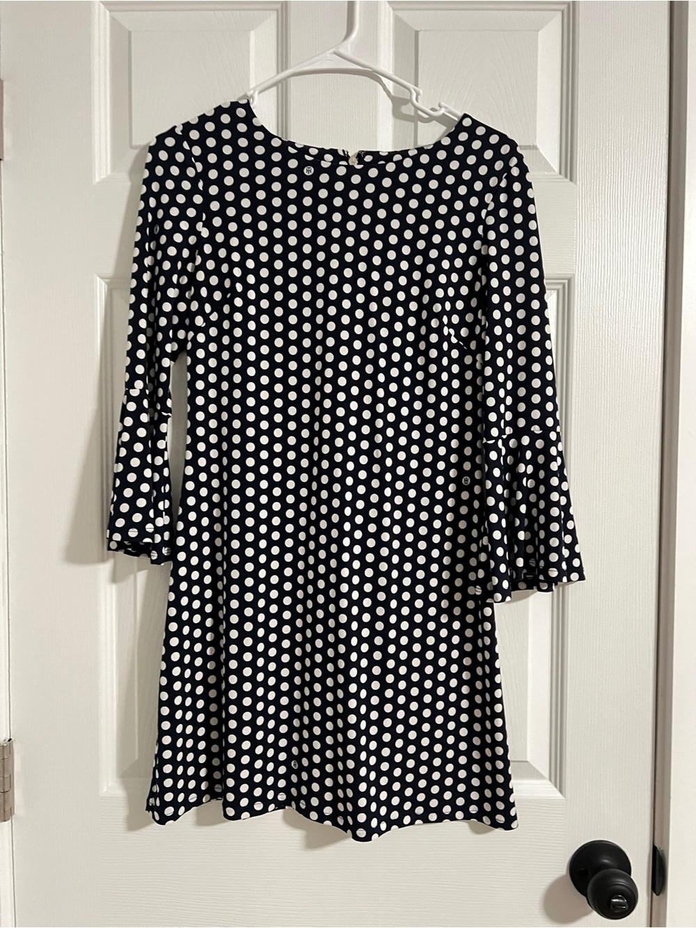 Tommy Hilfiger Black and White Polka Dot Bell Sleeve Dress